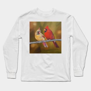 Northern Cardinal Pair painting Long Sleeve T-Shirt